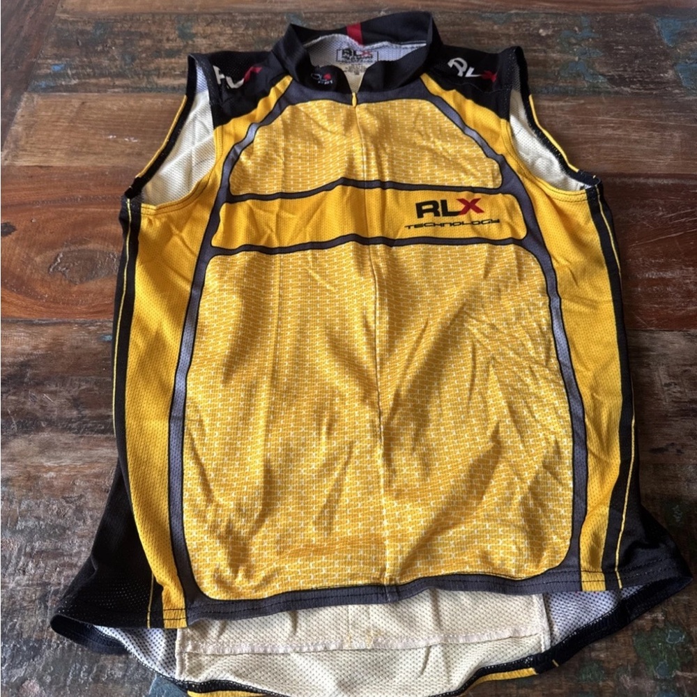 Women’s Ralph Lauren RLX Polo Sport Yellow Cycling Vest Size M Shirt Zip Front